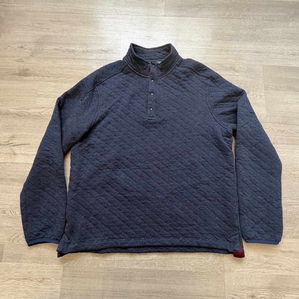 RHONE Mens Navy Blue Gramercy Quilted Long Sleeve Pullover Size L Casual‎